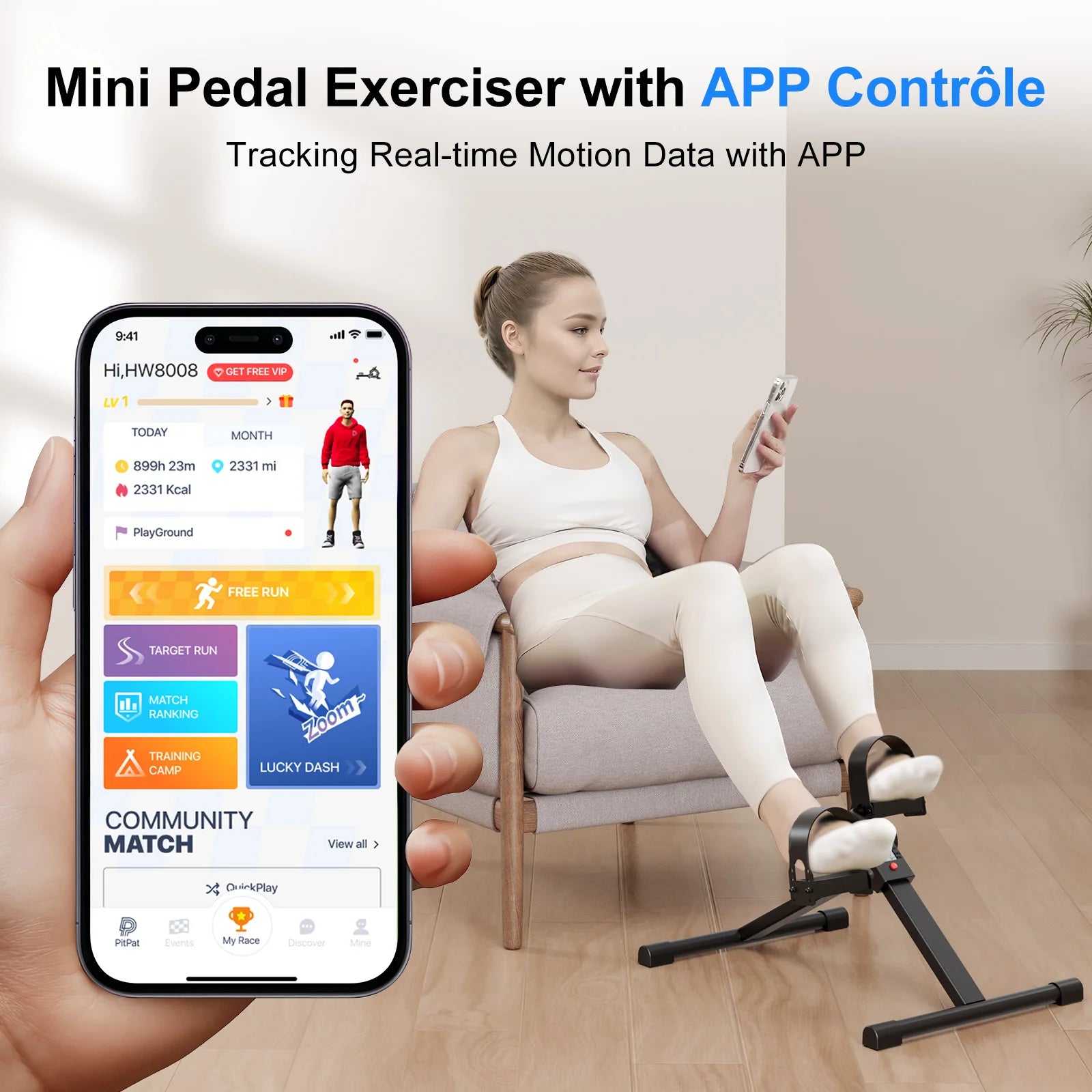 Black Deskercise Bike (Foldable + Bluetooth)